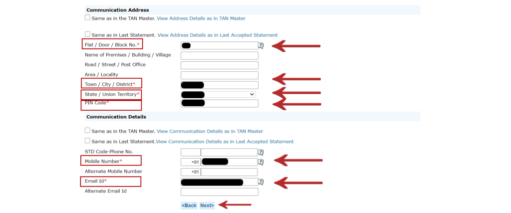 TRACES registration Step 7