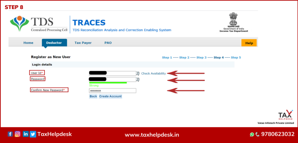 TRACES Registration Step 8